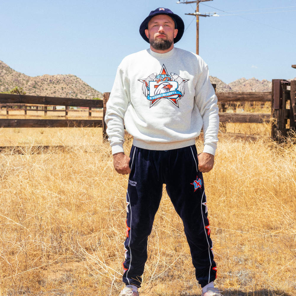 B-Team Cowboy Crewneck Fleece WHITE MARLE
