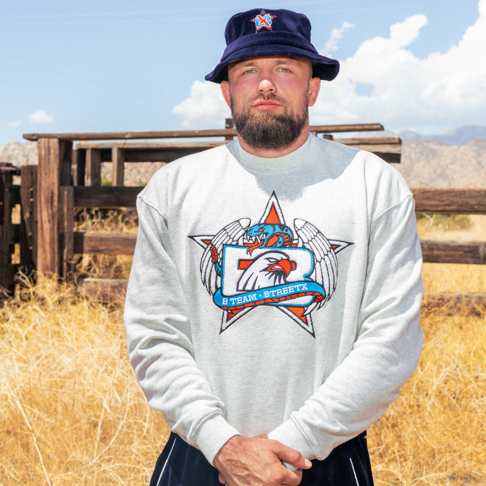 B-Team Cowboy Crewneck Fleece WHITE MARLE