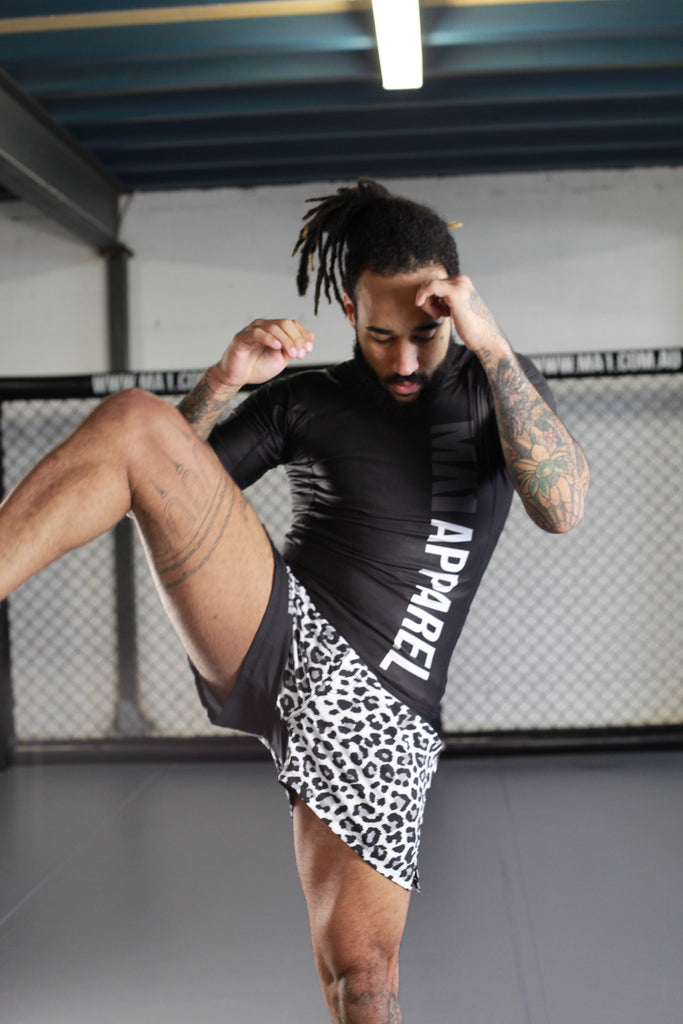 MA1 CRAIG JONES SNOW LEOPARD HIGH CUT MMA SHORTS