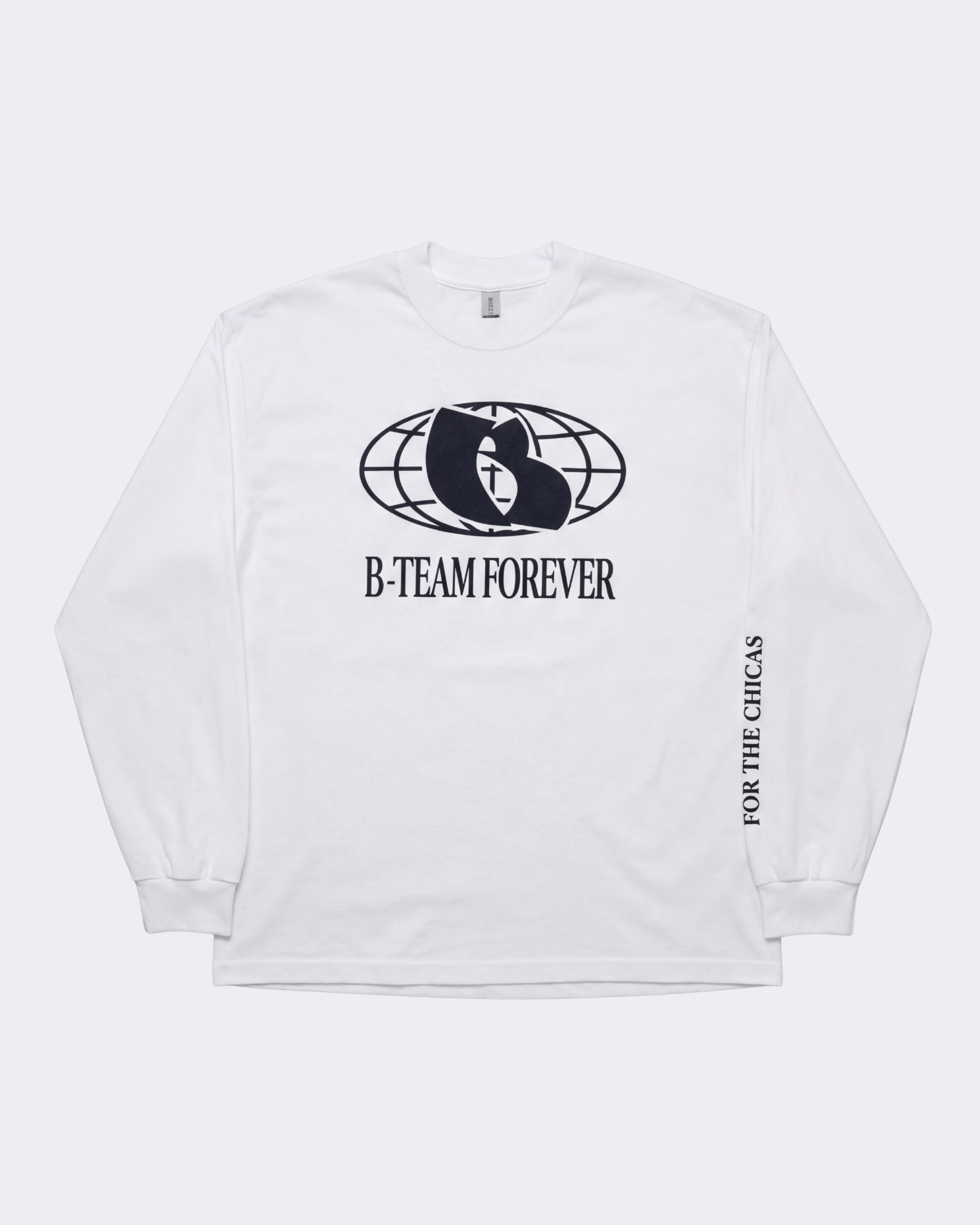 B-TEAM FOREVER 6.5OZ LONG SLEEVE GARMENT DYE CREW NECK T-SHIRT WHITE
