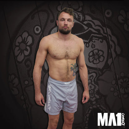 MA1 Combat Basic Grey White MMA Shorts