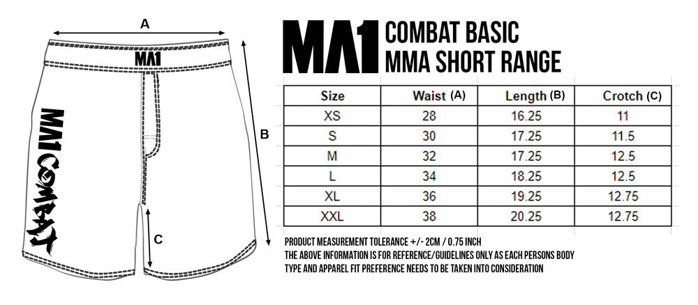 MA1 COMBAT BASIC GREY BLACK MMA SHORTS