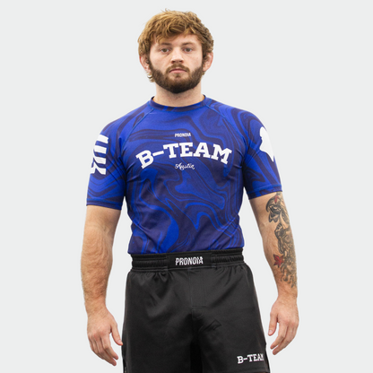 BTEAM X PRONOIA RASH GUARD BLUE(SIZING RUNS SMALL)