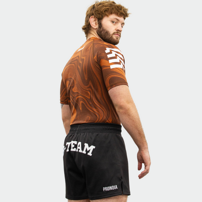 BTEAM X PRONOIA RASH GUARD BROWN(SIZING RUNS SMALL)