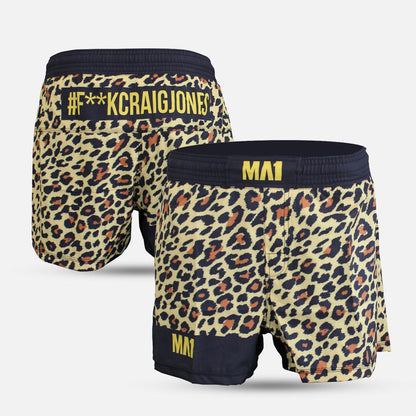 MA1 CRAIG JONES GOLD LEOPARD HIGH CUT MMA SHORTS
